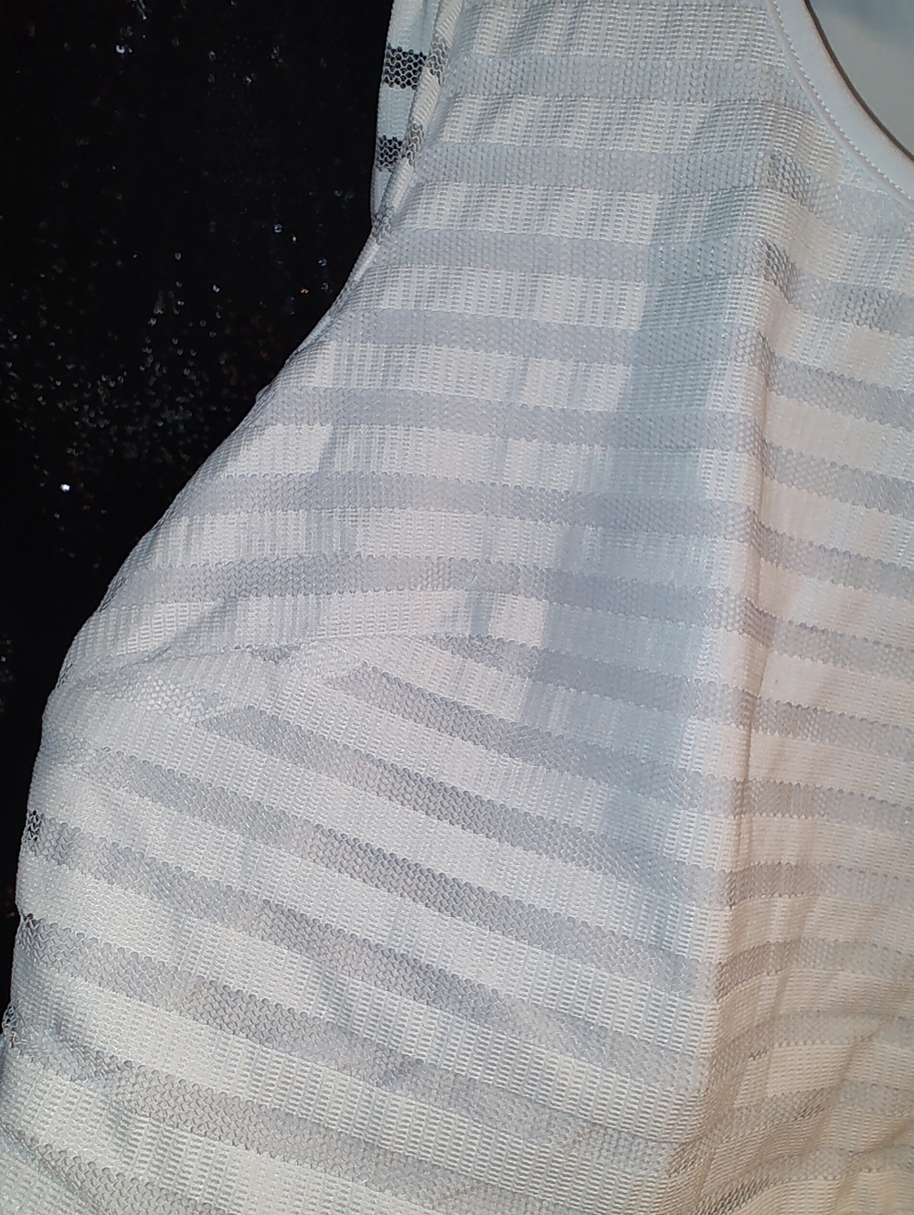 NWT bebe Sheer Stripe Cropped Top - White  Size Large - Picture 6 of 11